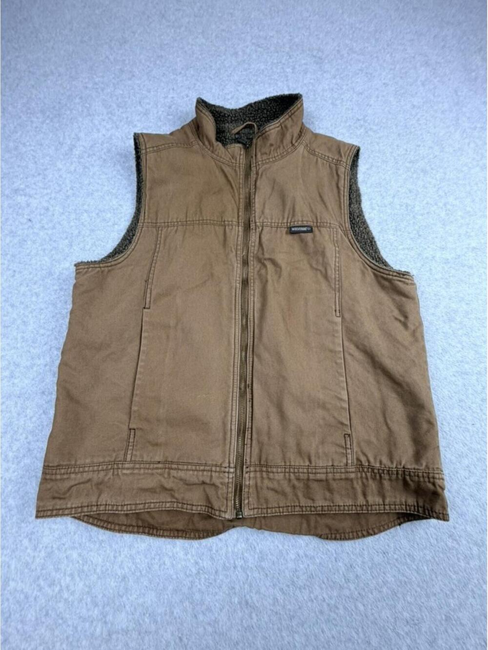 Wolverine‎ Mens Vest Medium Brown Sherpa Lined Full Zip Work Utility